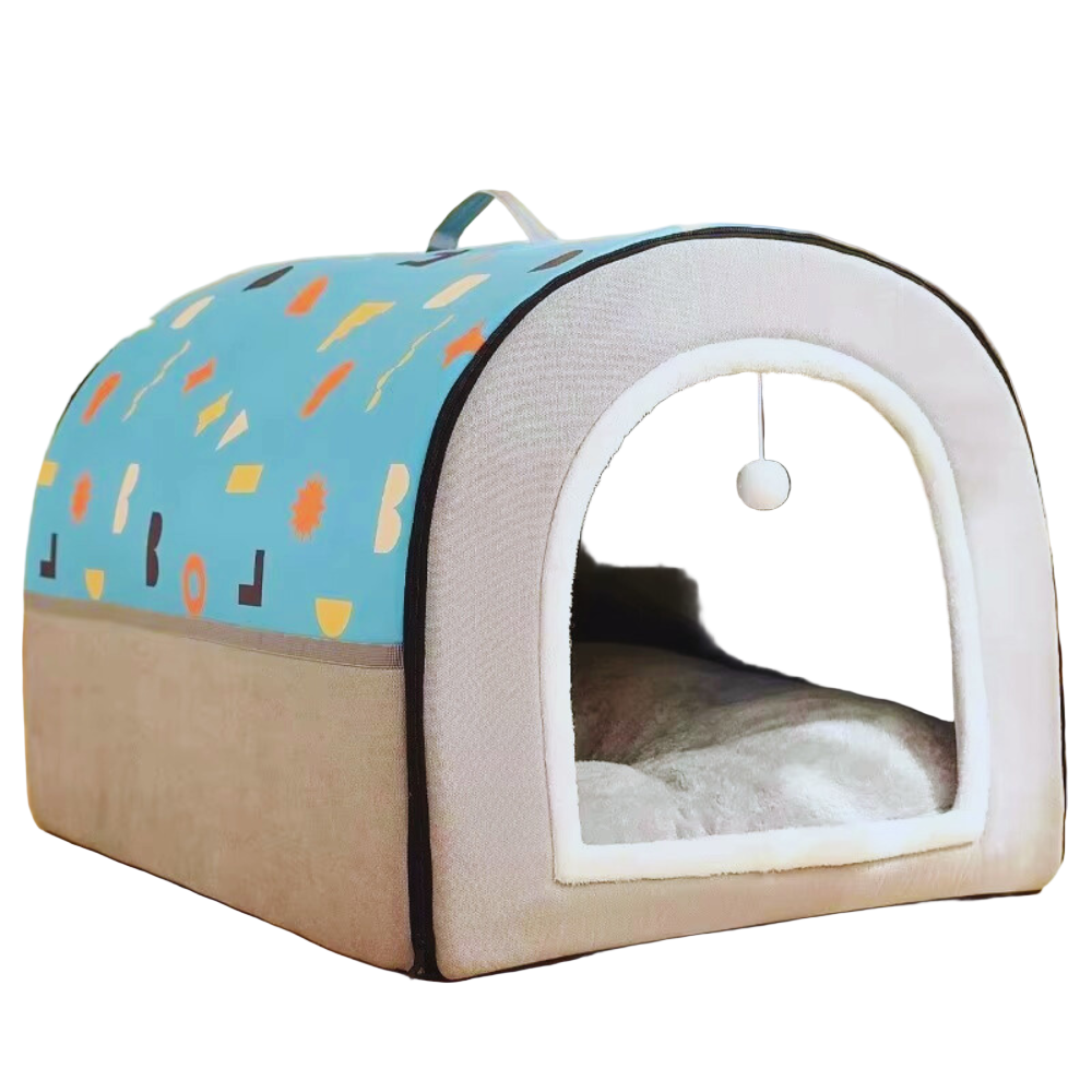ComfyWinter Hut Enclosed Coral Fleece Pet Bed