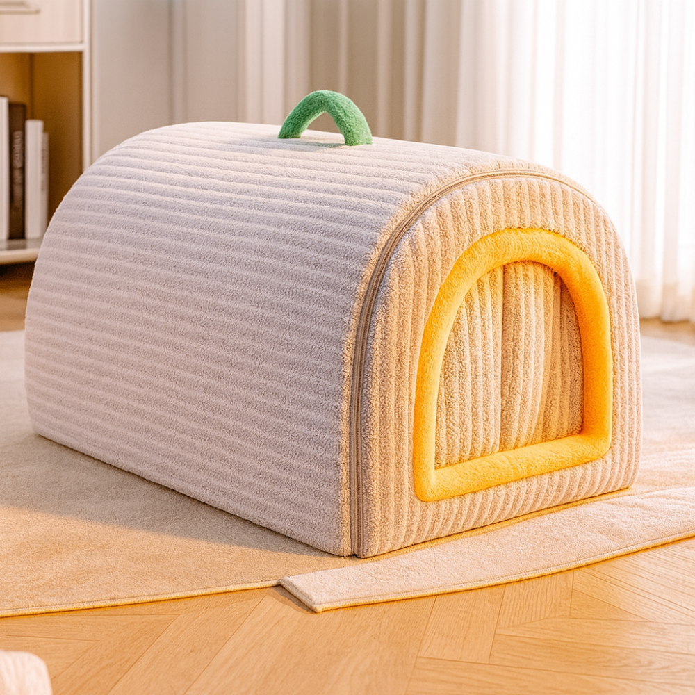ComfyWinter Hut Enclosed Coral Fleece Pet Bed